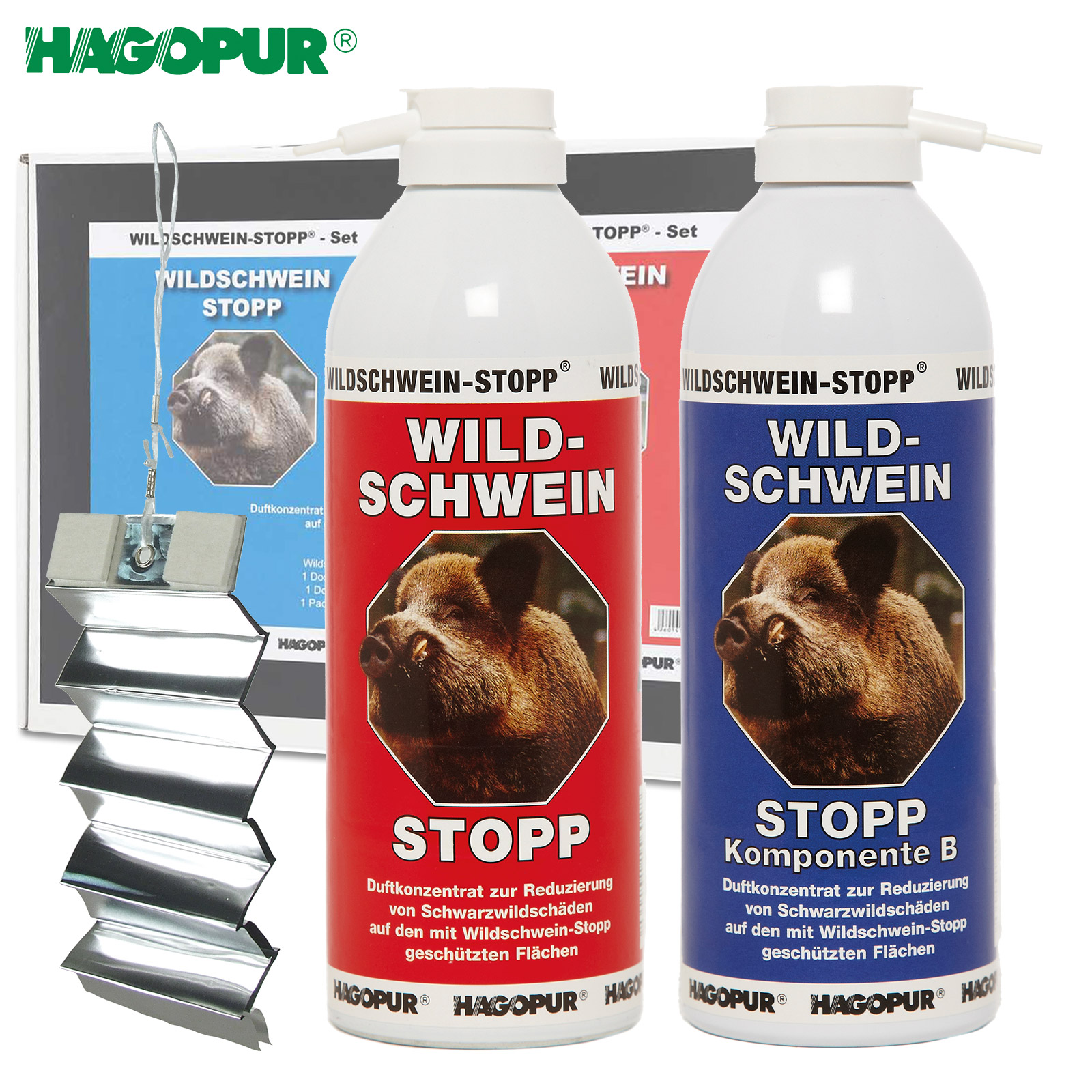 HAGOPUR Wildschwein-Stopp Set - Lockmittel + Vergrämung - AKAH
